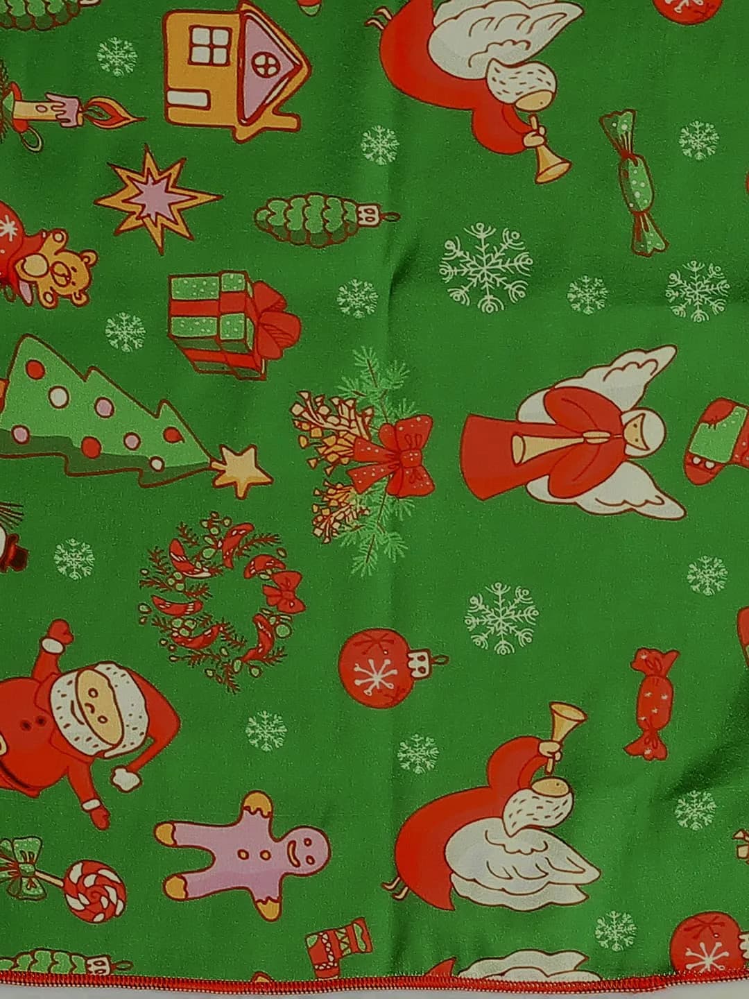 DUPATTA BAZAAR Women's Printed Green Satin Christmas Holiday Scarf 35cm (14in) x 152cm (60in) | Festive Holiday Accessory - view 7