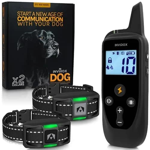 INVIROX Dog Training Collar with Remote, 2 Dog System, 123 Levels, 1100 Yards Range, IP67 Waterproof, Keypad Lock | Professional E-Collar for Large Breeds thumbnail 1