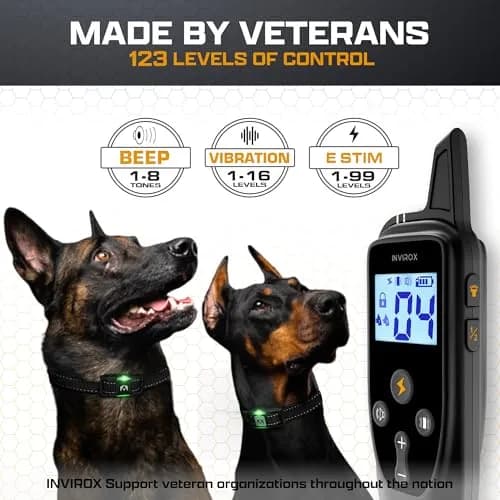 INVIROX Dog Training Collar with Remote, 2 Dog System, 123 Levels, 1100 Yards Range, IP67 Waterproof, Keypad Lock | Professional E-Collar for Large Breeds thumbnail 2