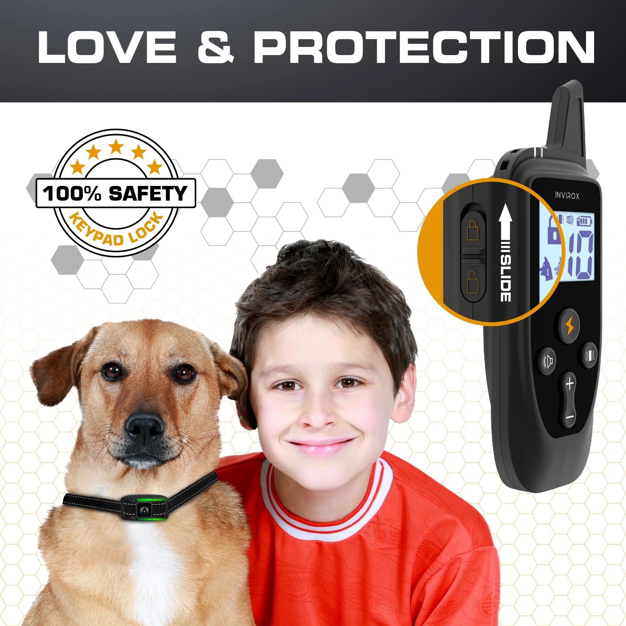 INVIROX Dog Training Collar with Remote, 2 Dog System, 123 Levels, 1100 Yards Range, IP67 Waterproof, Keypad Lock | Professional E-Collar for Large Breeds - view 4