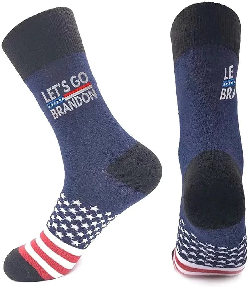 T Legend Let's Go Brandon Socks FJB American Flag OneSize | Unisex Crew Length Socks