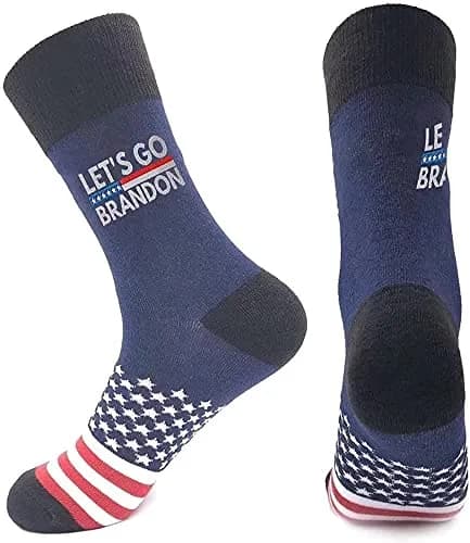 T Legend Let's Go Brandon Socks FJB American Flag OneSize | Unisex Crew Length Socks thumbnail 1
