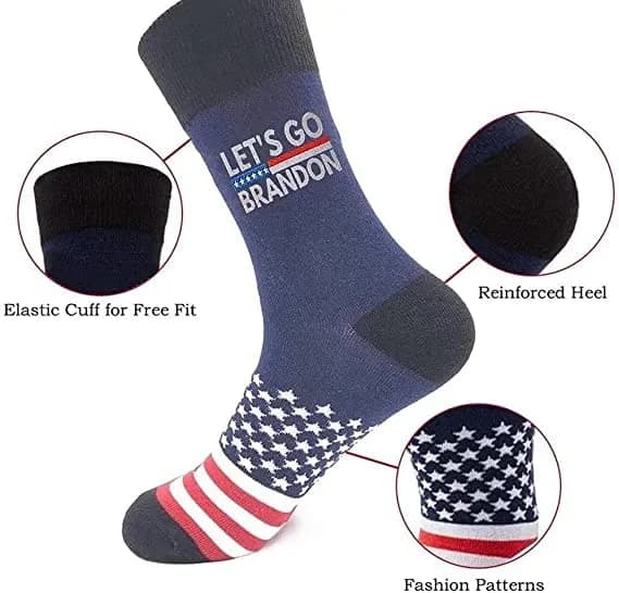 T Legend Let's Go Brandon Socks FJB American Flag OneSize | Unisex Crew Length Socks thumbnail 4