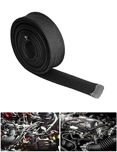 Ummickl Black Heat Shield Sleeve 25mm (1") x 3m (10') | Protects Fuel Lines & Wires from 2500°F Heat thumbnail 1
