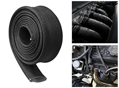 Ummickl Black Heat Shield Sleeve 25mm (1") x 3m (10') | Protects Fuel Lines & Wires from 2500°F Heat thumbnail 2
