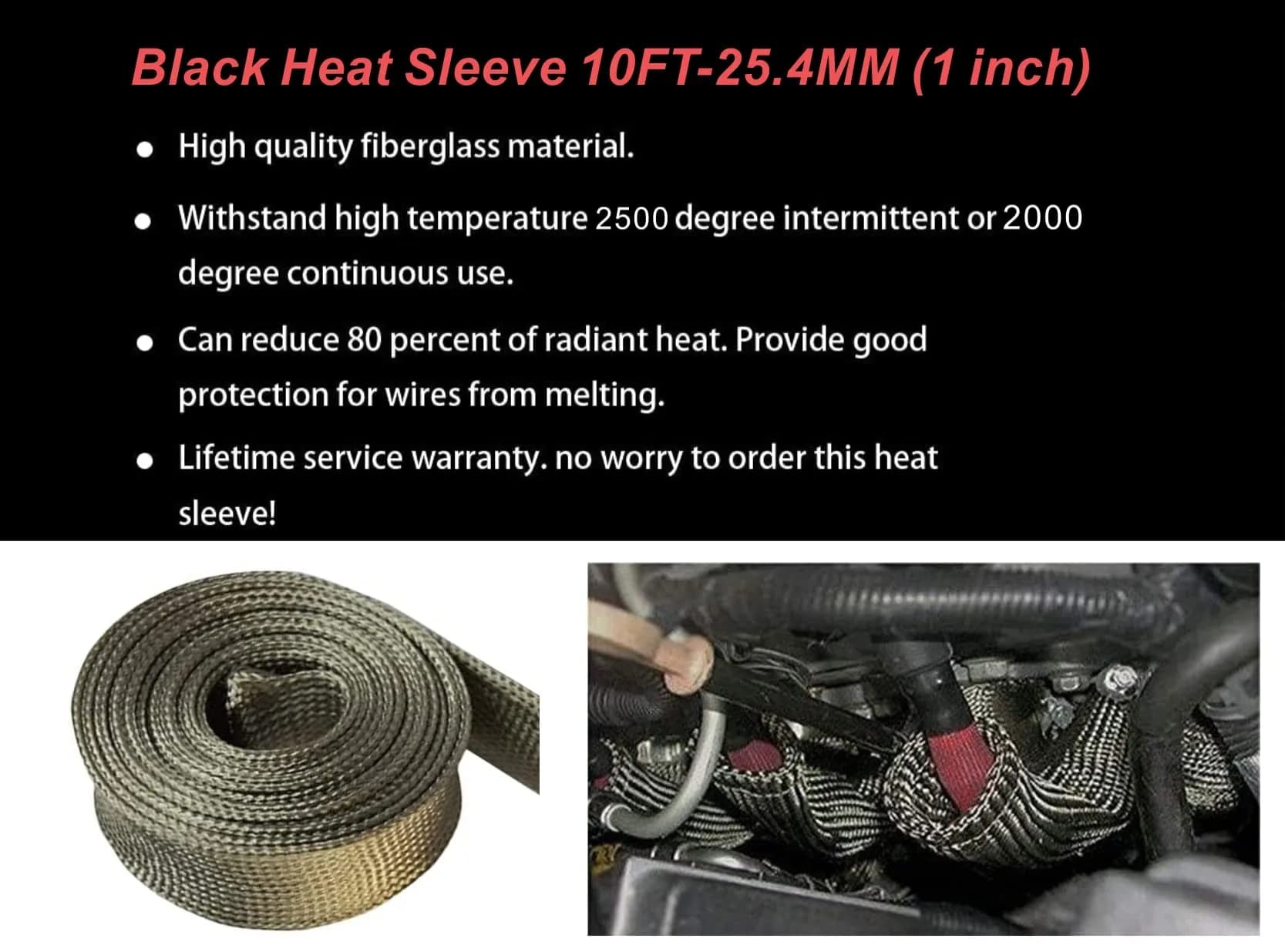 Ummickl Heat Shield Sleeve 25mm (1" ID) x 10ft | High-Temp Basalt Auto Hose Protector - view 4