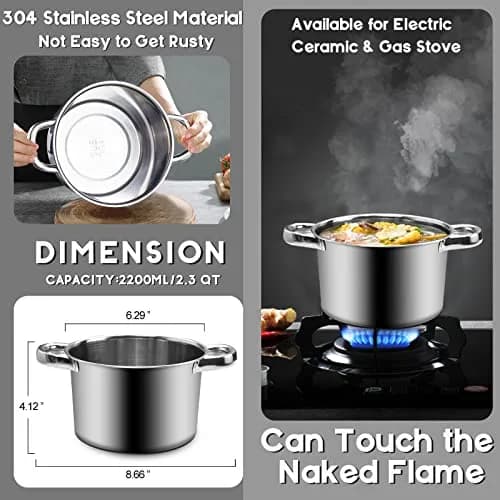 Marsheepy Double Boiler Chocolate Melting Pot 600ml (0.5QT) with 1.5QT Stainless Steel Pot | Rust-Proof 304 Steel thumbnail 4