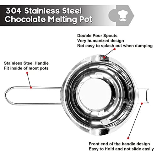 Marsheepy Double Boiler Chocolate Melting Pot 600ml (0.5QT) with 1.5QT Stainless Steel Pot | Rust-Proof 304 Steel thumbnail 2