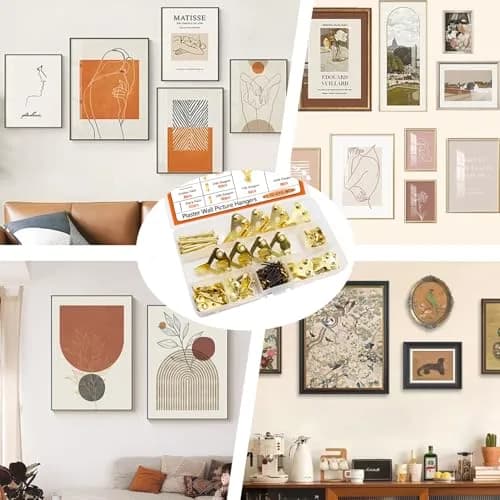 Dianrui Gold 103 PCS Heavy Duty Picture Hangers Kit | 4.5 kg (10 lb) to 45 kg (100 lb) Capacity thumbnail 5