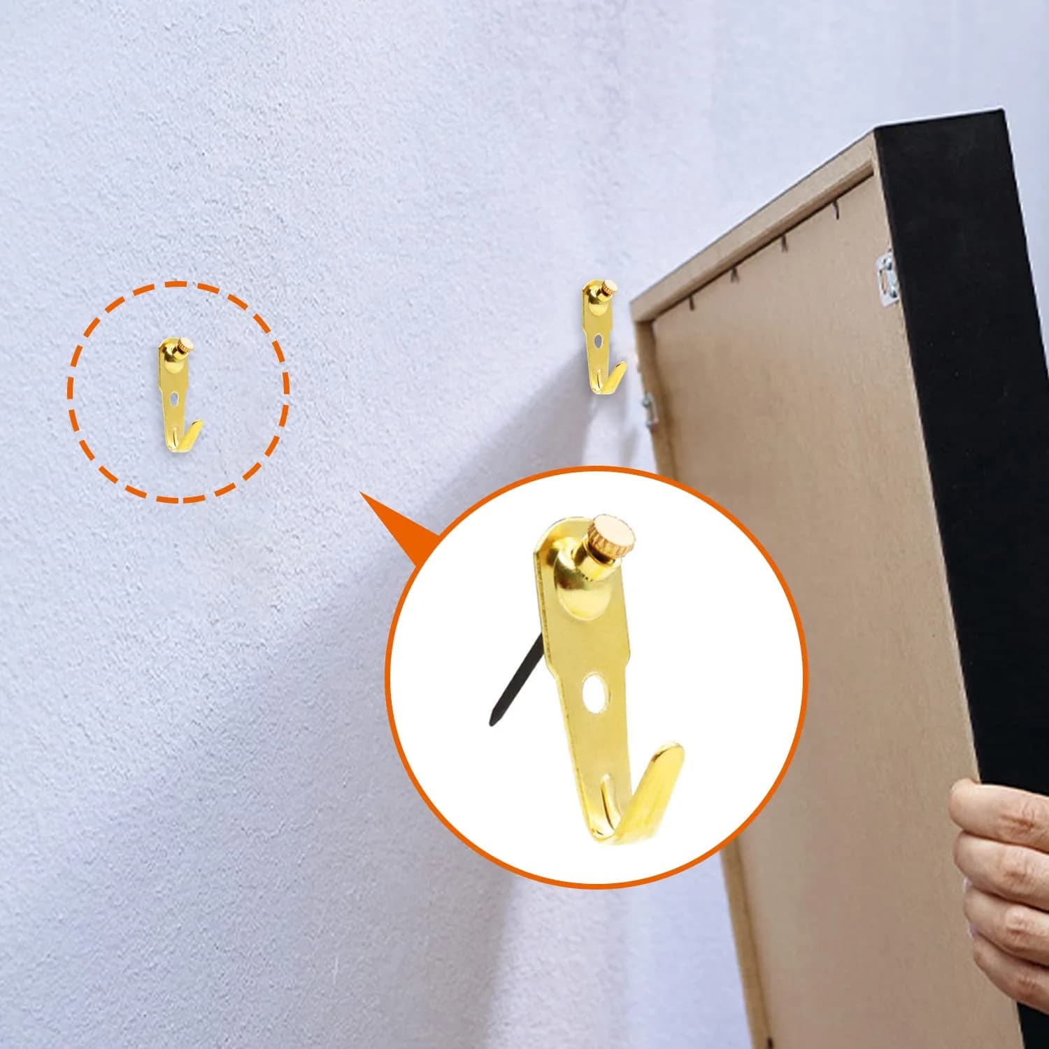 Dianrui Gold 103 PCS Heavy Duty Picture Hangers Kit | 4.5 kg (10 lb) to 45 kg (100 lb) Capacity - view 7