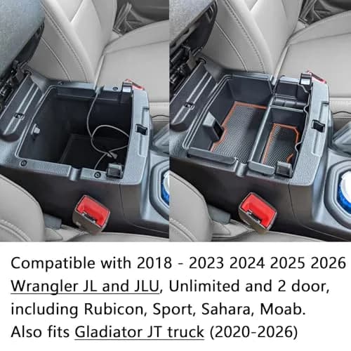 EDBETOS Center Console Organizer Tray for Jeep Wrangler JL/JLU & Gladiator JT (Orange) | Fits 2018-2026 Models thumbnail 3