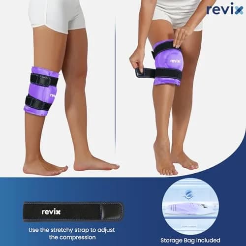 REVIX XL Knee Ice Wrap with Full Coverage Gel Pack | Reversible for Left/Right Knee, Purple thumbnail 5
