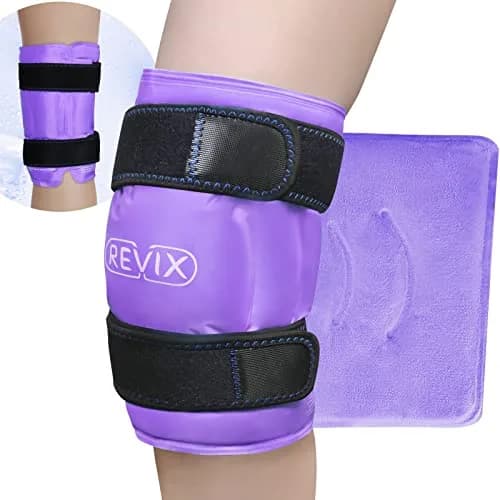 REVIX XL Knee Ice Wrap with Full Coverage Gel Pack | Reversible for Left/Right Knee, Purple thumbnail 1