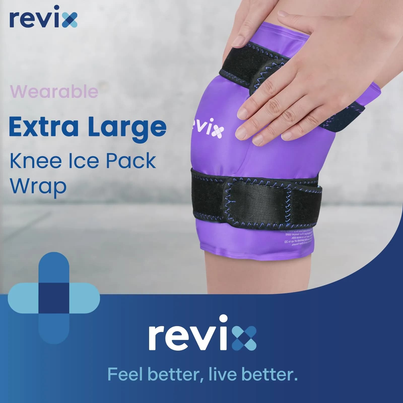 REVIX XL Knee Ice Wrap with Full Coverage Gel Pack | Reversible for Left/Right Knee, Purple - view 2