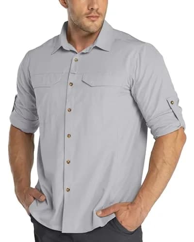 33,000ft Men's Long Sleeve Hiking Shirt XX-Large Silver Grey | Quick Dry UPF 50 Sun Protection thumbnail 1