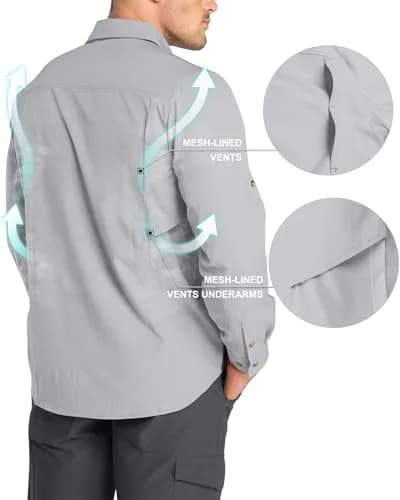 33,000ft Men's Long Sleeve Hiking Shirt XX-Large Silver Grey | Quick Dry UPF 50 Sun Protection thumbnail 5