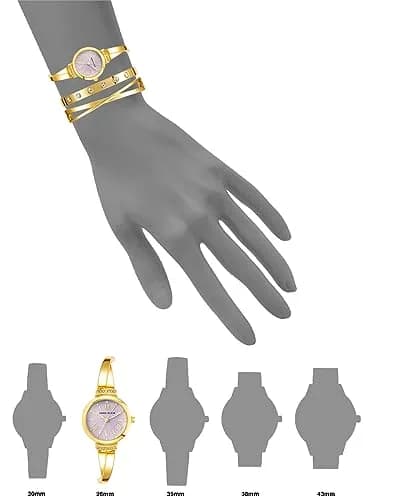Anne Klein Women's Crystal Accented Bangle Watch Set with Lavender Mother-of-Pearl Dial | Japanese Quartz Movement thumbnail 2