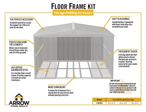 Arrow Outbuilding Floor Frame Kit for Classic & Select Sheds, Extra Large | Heavy-Duty Galvanized Steel thumbnail 5