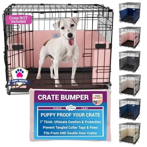 Pet Dreams Dog Crate Bumper - Patented Comfy Liner & Dog Tail Protector for Inside Crate, Fits iCrate Cages 18, 24, 30, 36, 42, 48 Inches (Pink, Large, 36") thumbnail 1