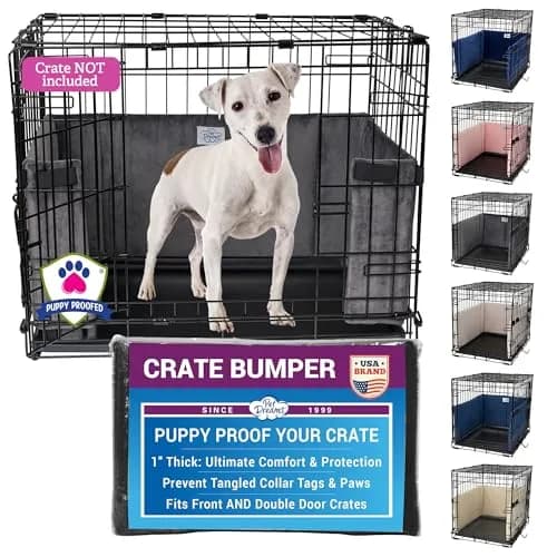 Pet Dreams Dog Crate Bumper - Patented Comfy Liner & Dog Tail Protector for Inside Crate, Fits iCrate Cages 18, 24, 30, 36, 42, 48 Inches (Grey, Medium, 30") thumbnail 1