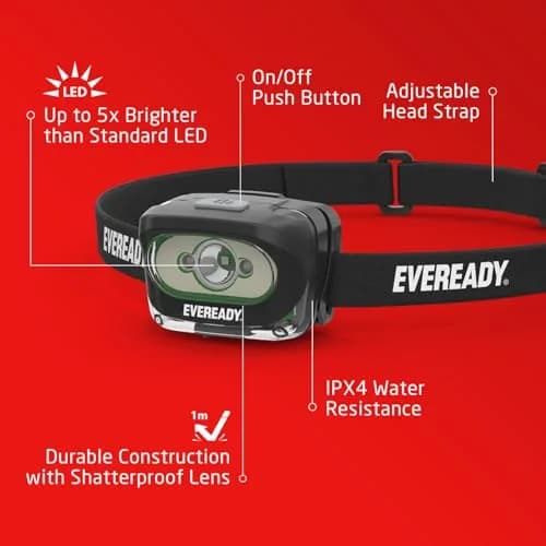 Eveready Rechargeable LED Headlamp 2-Pack | 300 Lumens, 60m Beam, IPX4 Water Resistant thumbnail 5