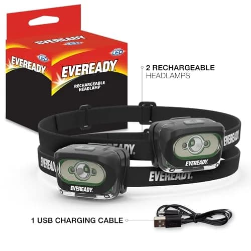 Eveready Rechargeable LED Headlamp 2-Pack | 300 Lumens, 60m Beam, IPX4 Water Resistant thumbnail 7