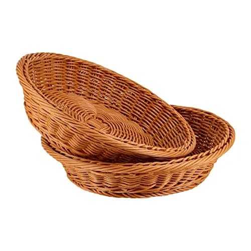 JAPCHET 4 Pack 11.8 Inch Round Wicker Bread Basket | Imitation Rattan Food Organizer for Home & Kitchen thumbnail 5