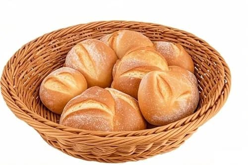 JAPCHET 4 Pack 11.8 Inch Round Wicker Bread Basket | Imitation Rattan Food Organizer for Home & Kitchen thumbnail 6