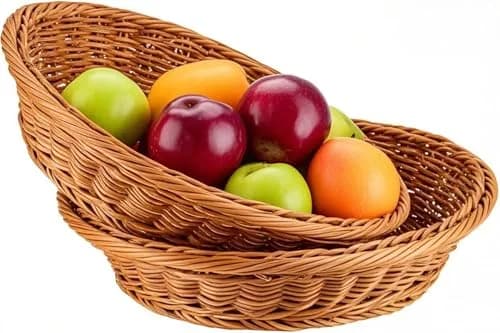 JAPCHET 4 Pack 11.8 Inch Round Wicker Bread Basket | Imitation Rattan Food Organizer for Home & Kitchen thumbnail 7