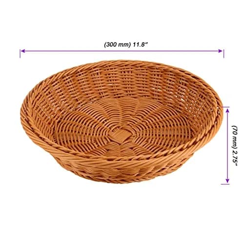 JAPCHET 4 Pack 11.8 Inch Round Wicker Bread Basket | Imitation Rattan Food Organizer for Home & Kitchen thumbnail 2