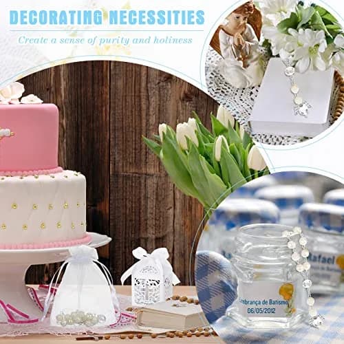 MTLEE 100 Pcs Baptism Rosary Set with Gift Boxes, Organza Bags & Thank You Tags | First Communion Favors thumbnail 6