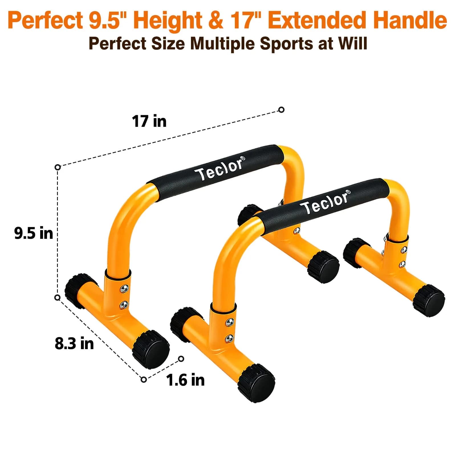 Teclor Steel Push Up Bars 9.5in High Parallettes 3.2kg (7.28lb) | Heavy-Duty Calisthenics Equipment for L-sit, Handstands, Dips - view 2