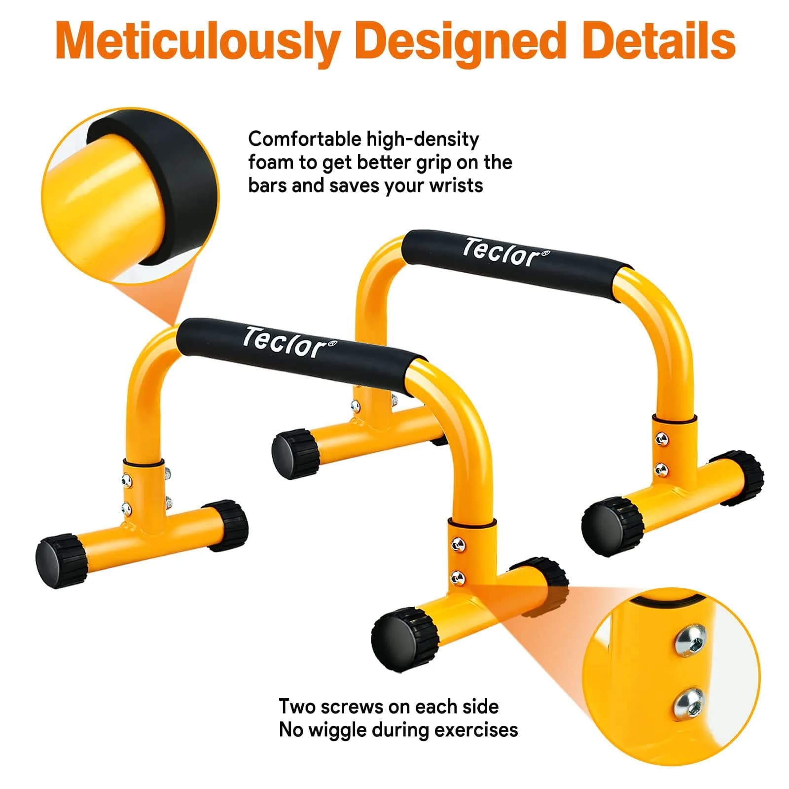Teclor Steel Push Up Bars 9.5in High Parallettes 3.2kg (7.28lb) | Heavy-Duty Calisthenics Equipment for L-sit, Handstands, Dips - view 3