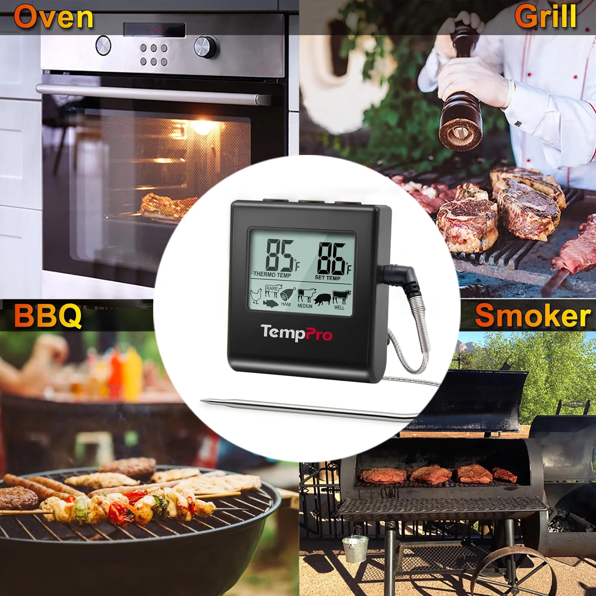 TempPro TP16 Digital Meat Thermometer for Cooking | 0-300°C (32-716°F) Probe - view 7