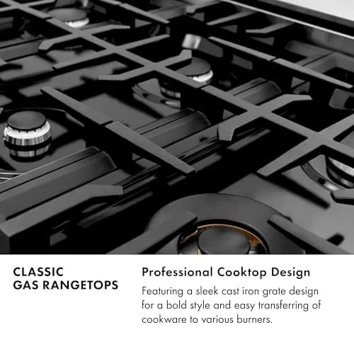 ZLINE 36 in. Legacy Gas Rangetop with 6 Burners & Porcelain Cooktop in Satin Stainless Steel | Champagne Bronze Accents thumbnail 7