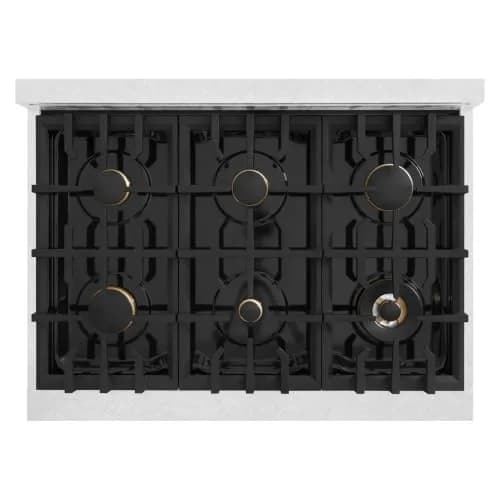 ZLINE 36 in. Legacy Gas Rangetop with 6 Burners & Porcelain Cooktop in Satin Stainless Steel | Champagne Bronze Accents thumbnail 8
