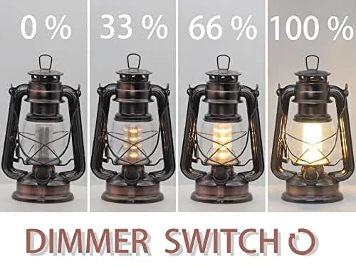 YAKii Vintage LED Hurricane Lantern 4.7"x9.5" (Copper 2 Pack) | Battery Operated Dimmer Switch for Rustic Ambiance thumbnail 5