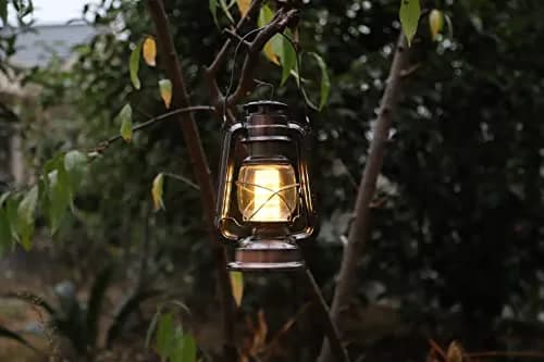 YAKii Vintage LED Hurricane Lantern 4.7"x9.5" (Copper 2 Pack) | Battery Operated Dimmer Switch for Rustic Ambiance thumbnail 2