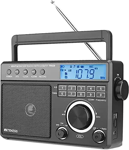 Retekess TR629 Portable Shortwave Radio with Digital AM FM SW, LCD Backlight, Alarm, Recorder, Black thumbnail 1