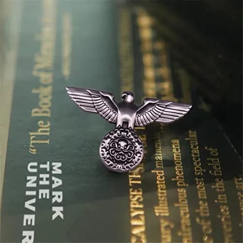 HUAQIGUO WWII German Visor Cap Eagle Badge Brooch | Military Army Jewelry Accessory thumbnail 4
