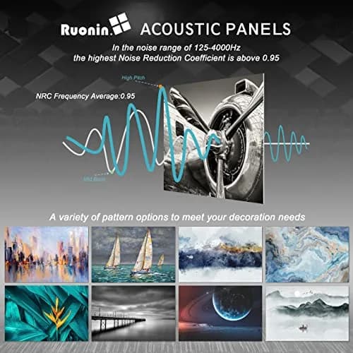 Ruonin.X Decorative Acoustic Wall Art Panels | Sound Absorbing & Fire-Resistant 72x48 inches thumbnail 5