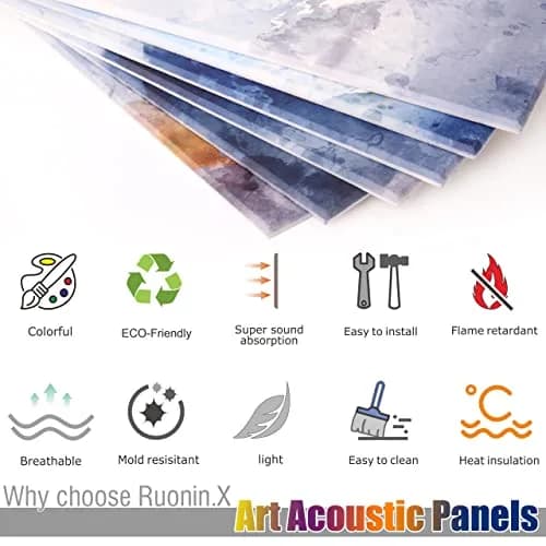 Ruonin.X Decorative Art Acoustic Wall Panels | Sound Absorbing, Fire-Resistant, Easy Install, 72x48 inches thumbnail 5