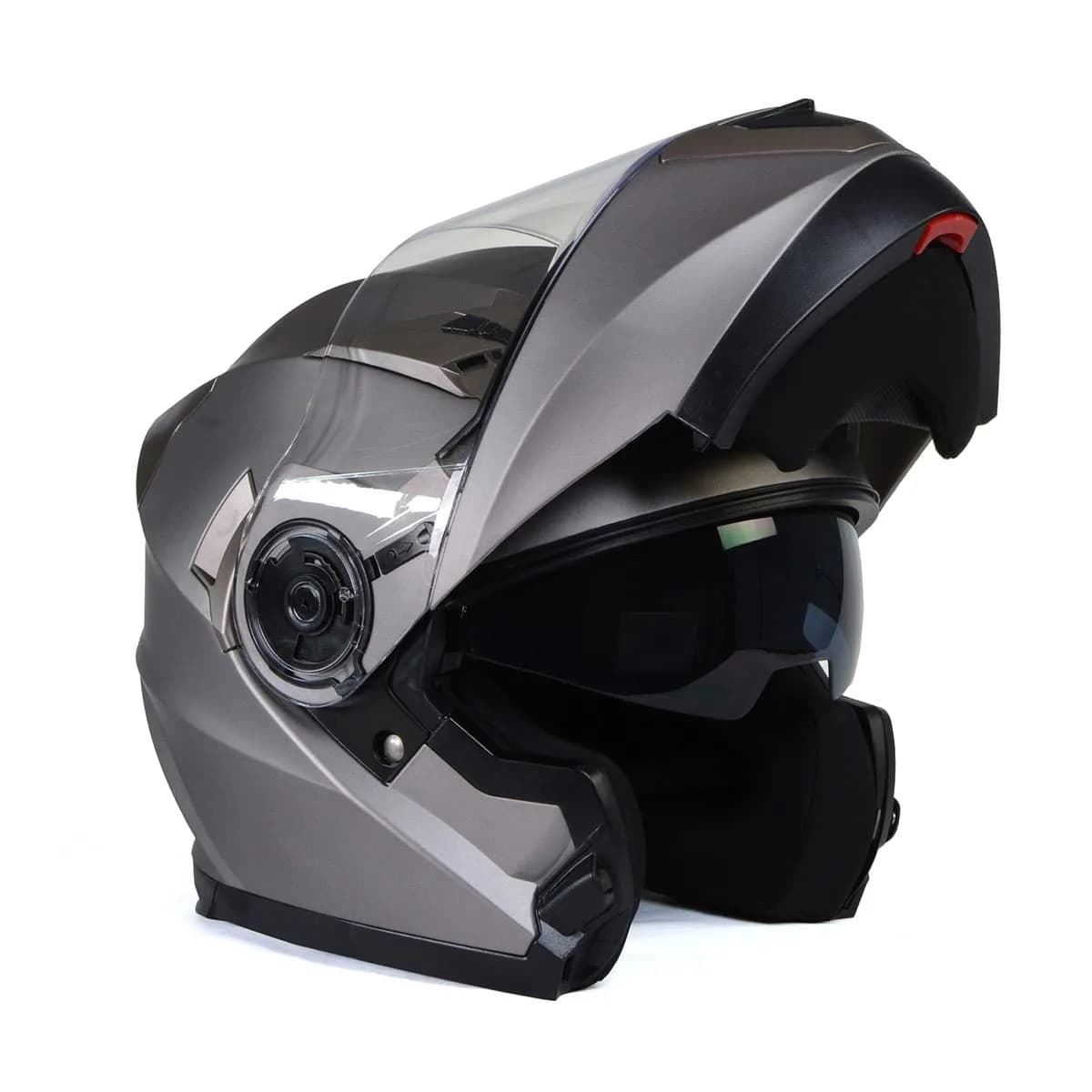 Milwaukee Helmets MPH9808DOT 'Ionized' Silver Motorcycle Modular Helmet X-Large | DOT Approved, Drop Down Visor