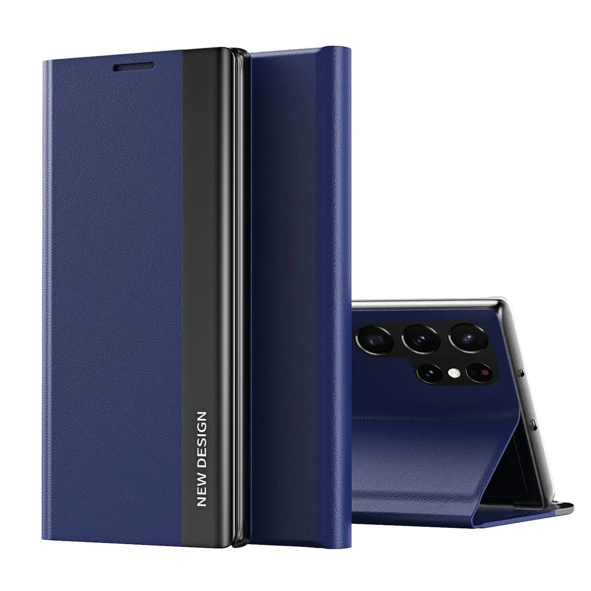 CCSmall Samsung Galaxy S22 Ultra PU Leather Flip Case with Stand CX Deep Blue | Slim, Durable & Wireless Charging Support — Deep blue