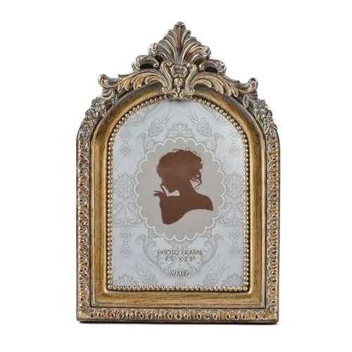 SIKOO Vintage Mini 2.5 × 3.5 Picture Frame Antique Bronze Gold | Resin with Glass Front thumbnail 1