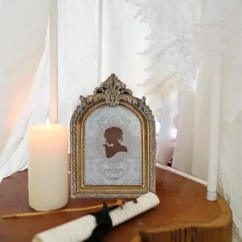 SIKOO Vintage Mini 2.5 × 3.5 Picture Frame Antique Bronze Gold | Resin with Glass Front thumbnail 2