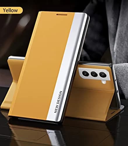 CCSmall for Samsung Galaxy S22 Ultra PU Leather Flip Case with Stand CX Yellow | Luxury Leather Phone Cover thumbnail 7