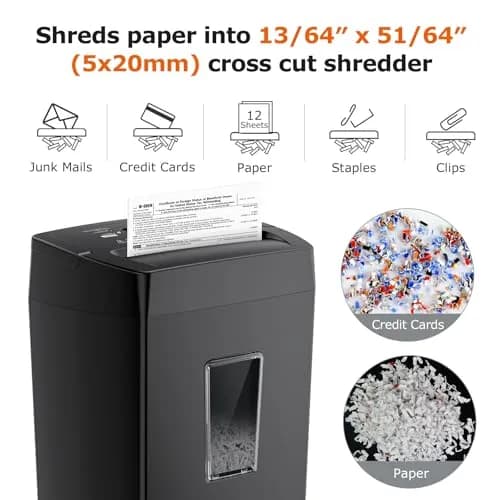 Bonsaii C275-A Cross Cut Paper Shredder 12-Sheet Capacity | P-4 Security Level thumbnail 3