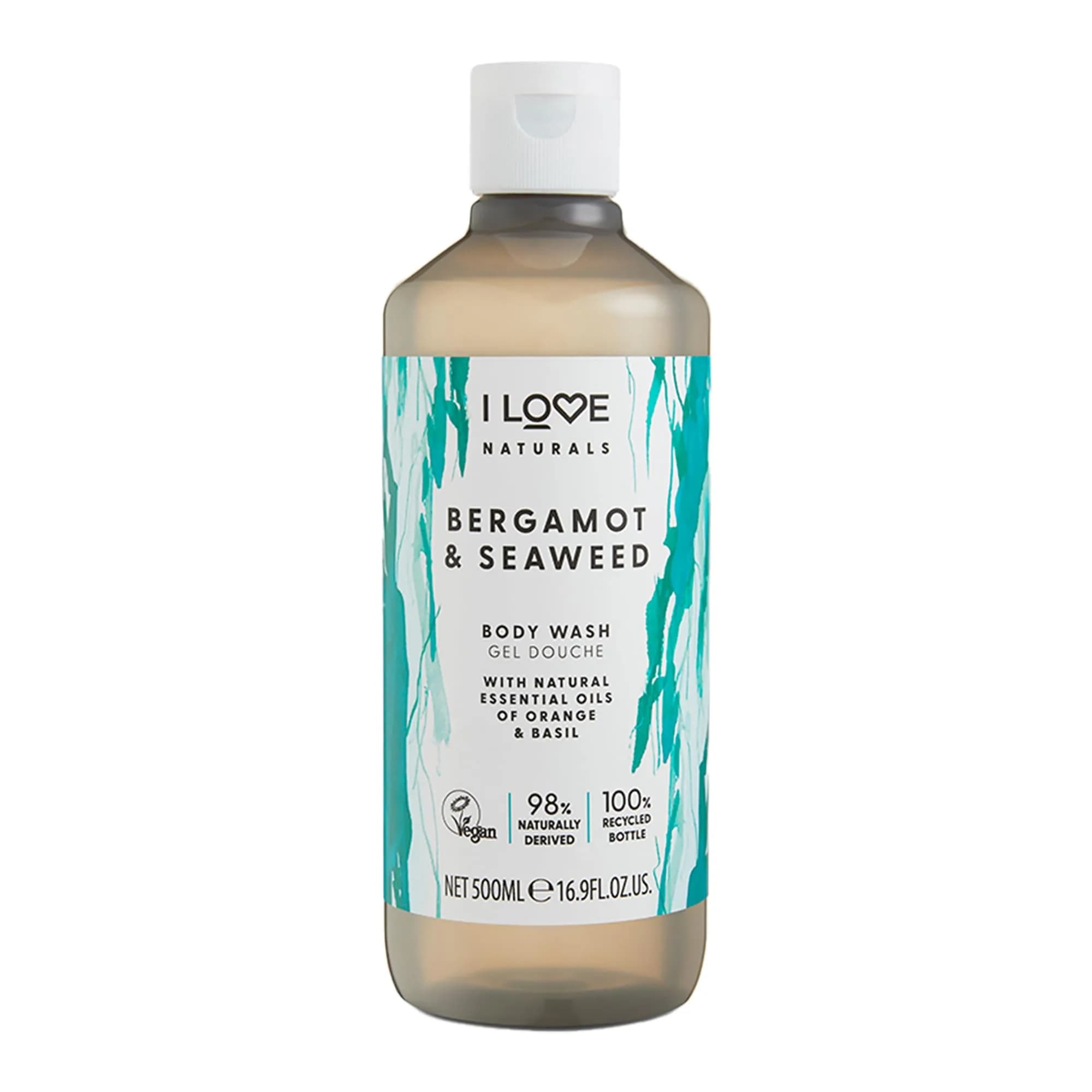 I LOVE Naturals Bergamot and Seaweed Body Wash - Moisturizing Plant-Based Cleanser 16.9 oz | Infused with Essential Oils — Bergamot and Seaweed