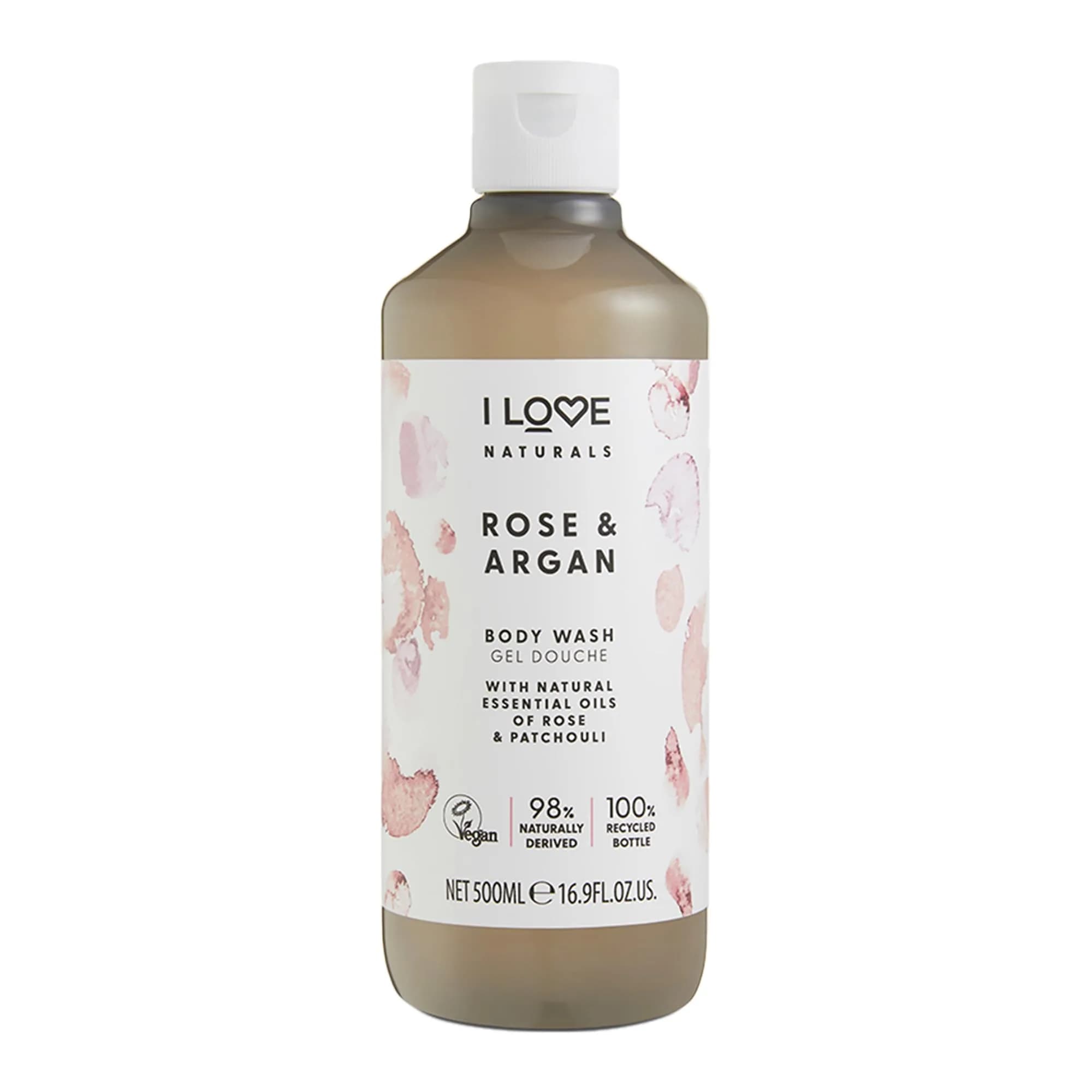 I LOVE Naturals Rose and Argan Body Wash - Moisturizing Plant-Based Cleanser - 16.9 oz | Enchanting Rose Scent & Deep Hydration